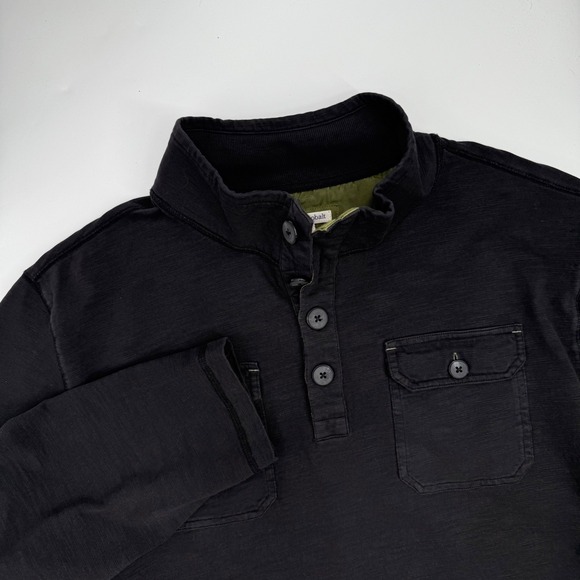 Carbon2Cobalt Henley Shirt Long Sleeve Buttoned‎ Pockets Casual Black XXL - Picture 1 of 7
